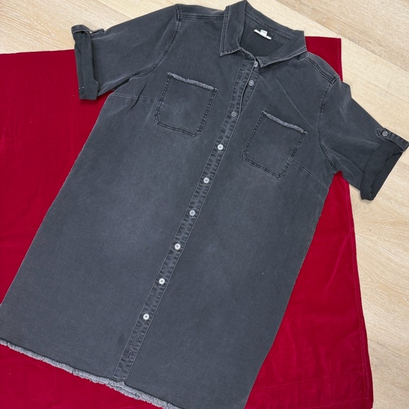 Style & Co. Gray stretch frayed Denim Mini Jean Dress 20W - Picture 2 of 10